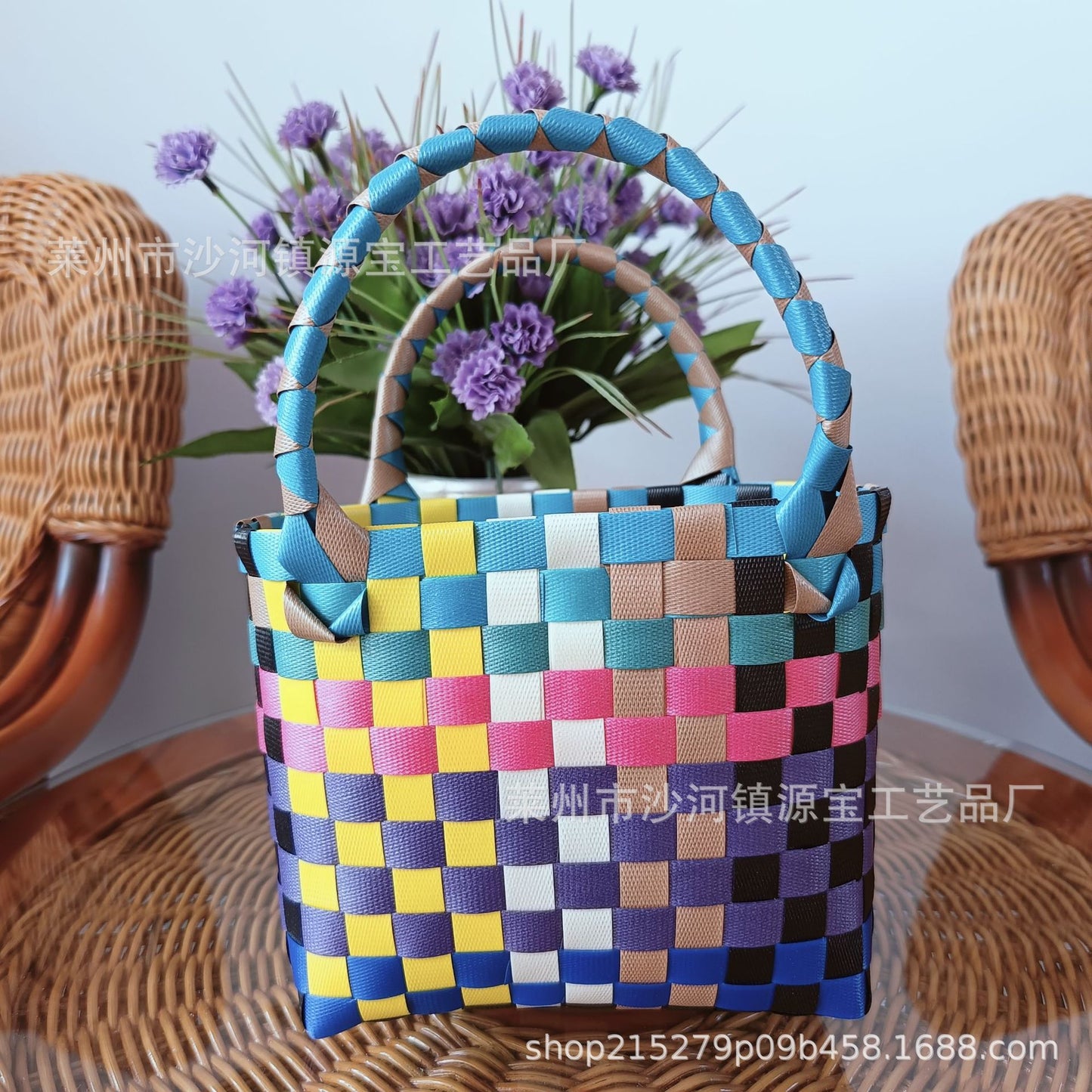 FLOWERSVERSE  Free Shipping Popular Small Bag Vegetable Basket PVC Woven Bag Open Children Small Clutch Hand Gift Bag Women's Bag