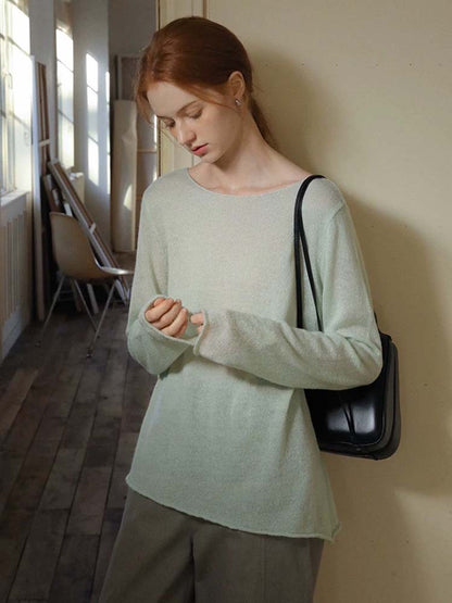 Siyuan, commuter round neck soft waxy versatile lazy cotton wool blended backing sweater knitted sweater women 8902