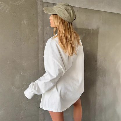 Cross-border  loose T-shirts customized women's outer wear spring long-sleeved round neck fashionable retro printed trendy top women