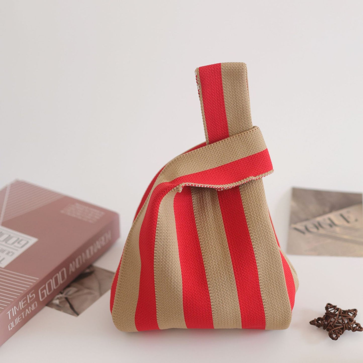 FLOWERSVERSE  INS Internet Hot New Handbag Women's Knitted Bag Japanese and Korean Style All-Match Hand Carrying Casual Tote Bag Factory Wholesale