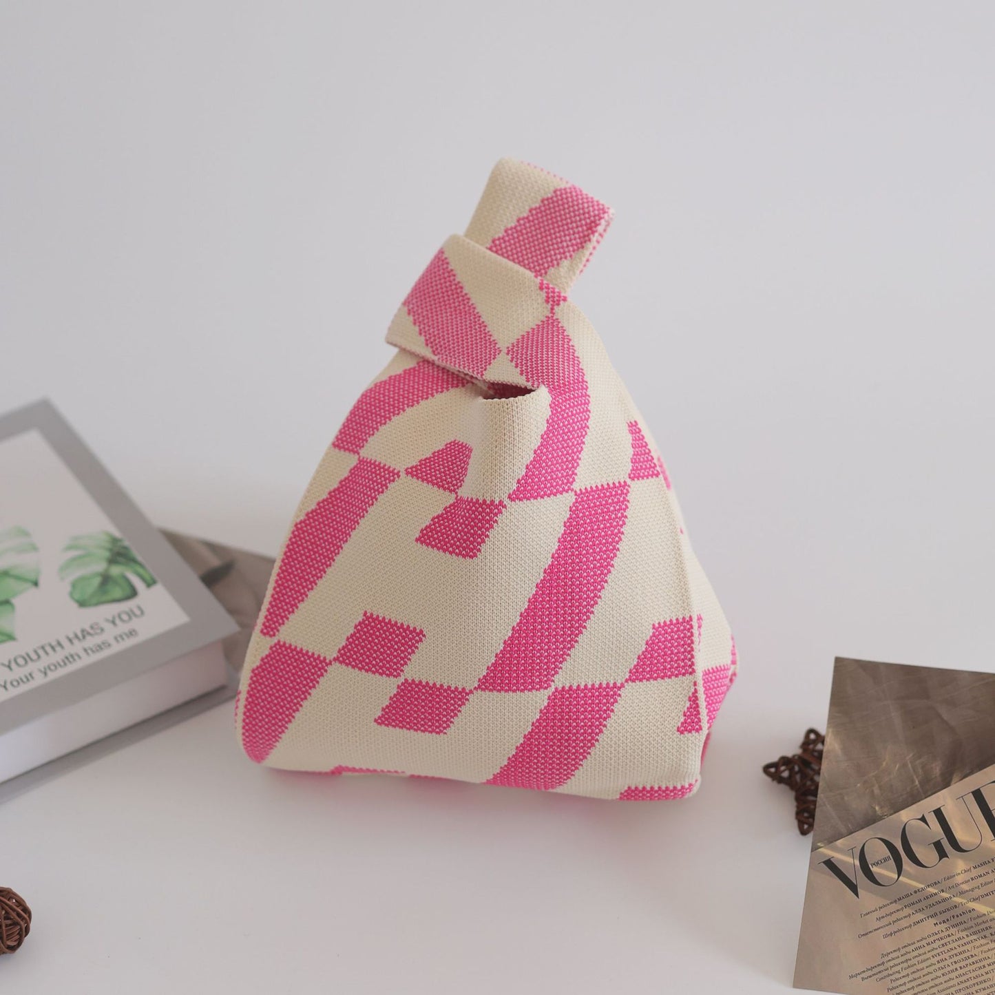 FLOWERSVERSE  INS Internet Hot New Handbag Women's Knitted Bag Japanese and Korean Style All-Match Hand Carrying Casual Tote Bag Factory Wholesale