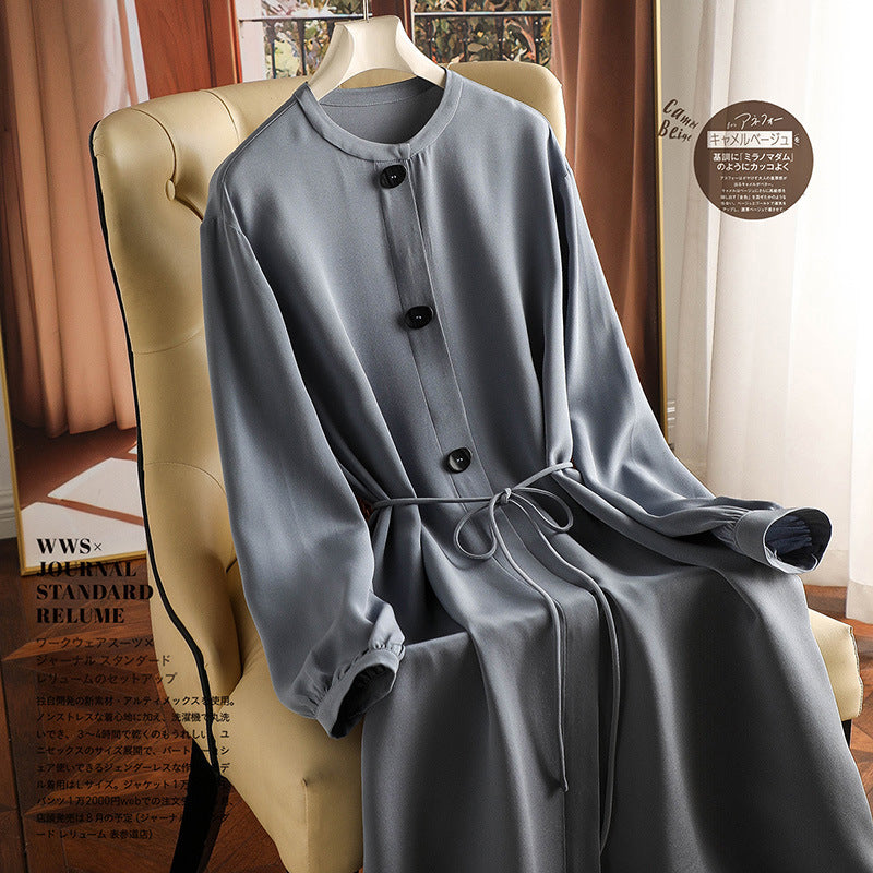 2025 Heavy crepe high-end silk skirt, mulberry silk dress  summer new women's clothing, temperament long-sleeved medium and long styles