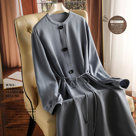 2025 Heavy crepe high-end silk skirt, mulberry silk dress  summer new women's clothing, temperament long-sleeved medium and long styles