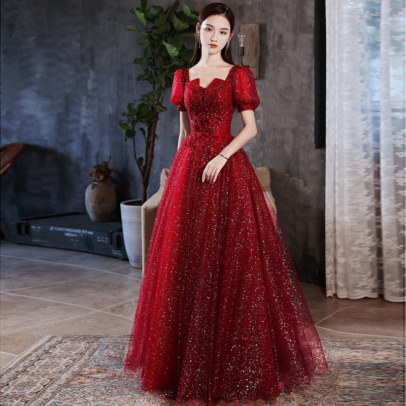 Small evening dress skirt banquet 2025 new light luxury New sense niche style temperament host dress female spring