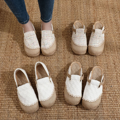 flowersverseNew Simple Cloth Shoes Big Head Shoes Closed-Toe Slippers Fisherman Shoes Linen Leisure Solid Color Beijing Traditional Women's Cloth Shoes