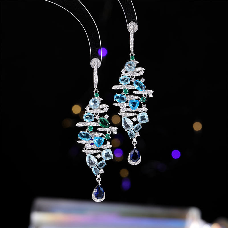 2025 New long fashionable fringed water drop earrings S925 silver needle  heavy industry jewelry earrings simple temperament wholesale
