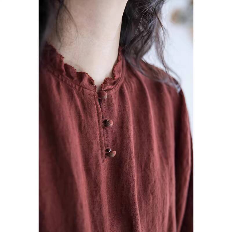 summer new literary and retro cotton and linen women's clothing linen white age reduction 8-point sleeve doll dress dress women