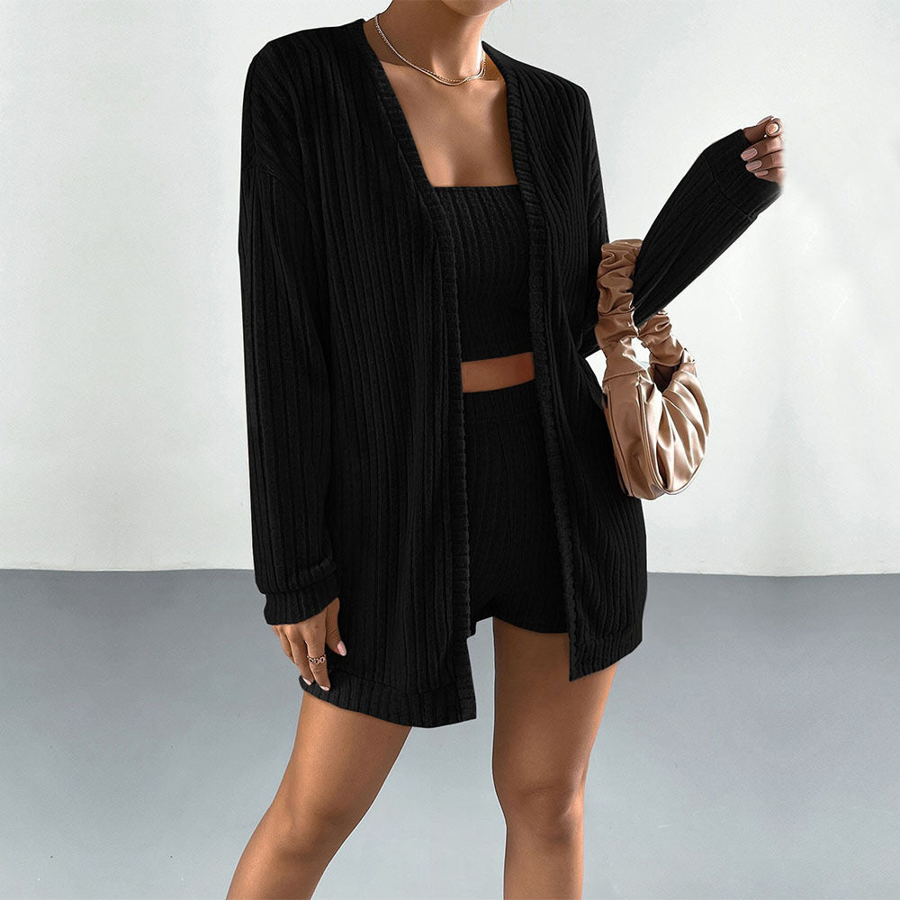 FLOWERSVERSE 2025 New women's clothing casual sexy fashion suit autumn and winter slim jacket tube top shorts three-piece set