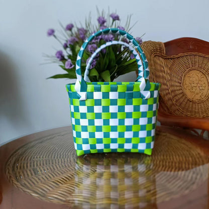 FLOWERSVERSE  Free Shipping Popular Small Bag Vegetable Basket PVC Woven Bag Open Children Small Clutch Hand Gift Bag Women's Bag