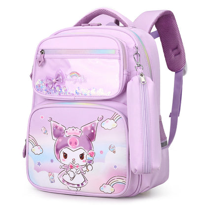 Elementary School Student Cartoon Fresh Girl Schoolbag Grade 2 to Grade 3 Decompression Spine Protection Schoolbag Multi-Compartment Large-Capacity Backpack