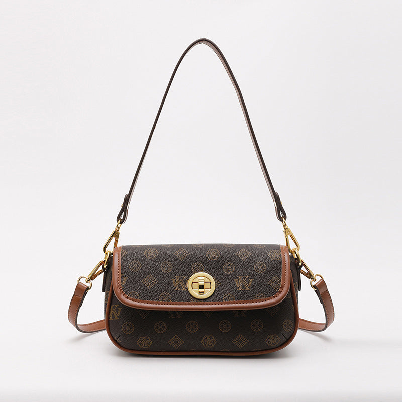 2025 Shoulder bag women's new retro printed armpit bag spring versatile contrasting color women's bag simple commuter bag messenger bag