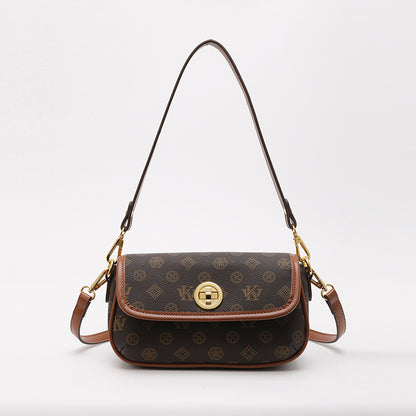 2025 Shoulder bag women's new retro printed armpit bag spring versatile contrasting color women's bag simple commuter bag messenger bag