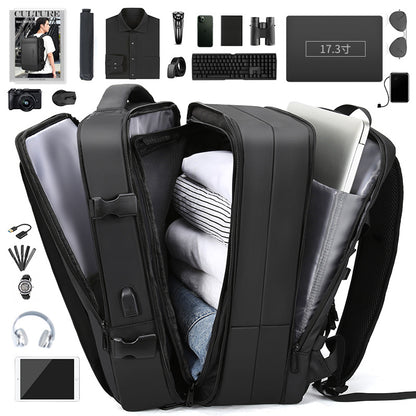 FLOWERSVERSE Travel Backpack Large Capacity Business Trip Expansion Backpack Men's Dry Wet Separation College Students Bag Computer Bag