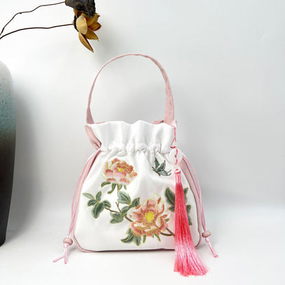 FLOWERSVERSE  Spring Outing with Embroidered Han Chinese Clothing Crossbody Bag Antiquity Bag Artistic Tassel National Style Casual All-Match Clutch Bag Large Capacity