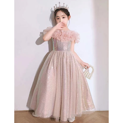 flowersverse Children's Day Host's Dress Girls' Dress Light Luxury Minority High-End Birthday Princess Dress 61