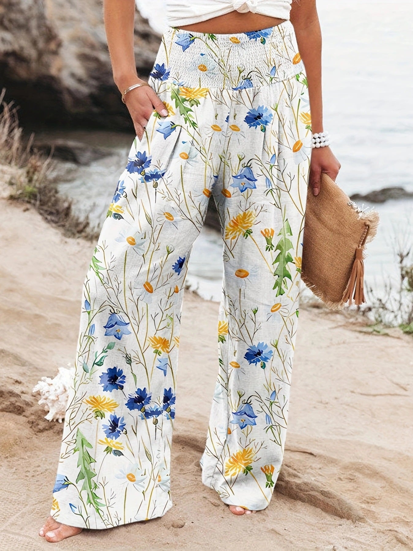 FLOWERSVERSE  European and American Spring and Summer  Cross-Border New Arrival Four Seasons Leisure Wide Leg Pants Printed Popular Loose Trousers for Women