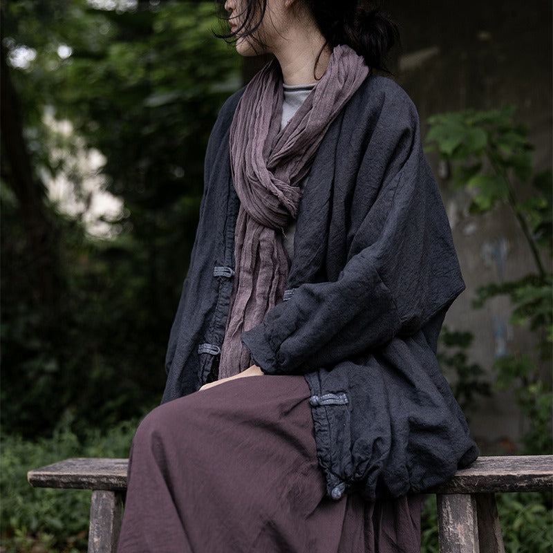 creative skin-friendly and wide in autumn and winter, literary coat, cotton and linen lamb velvet retro buckle short coat