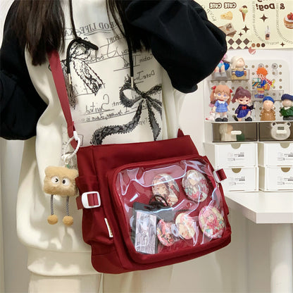 FLOWERSVERSE 2025 Cute college style girl messenger bag Japanese ins student pain bag large capacity casual tie board messenger bag single shoulder