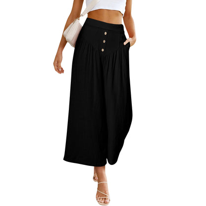 FLOWERSVERSE  Popular European and American Foreign Trade Lazy Relaxed Feeling  Independent Station Casual Wide Leg High Waist Women's Cropped Pants