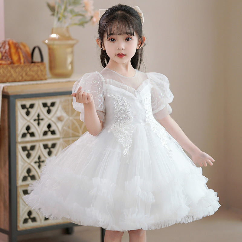 flowersverse Girls' Princess Dress  Summer New Children's Dress Baby Western Style Festival Performance Children's Clothing Dress Wholesale