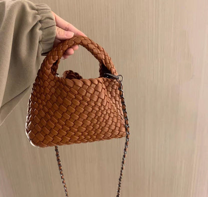 FLOWERSVERSE  Handmade Woven Small Tote Bag Handbags Female  New High-Grade Mini Chain Shoulder Crossbody Bag