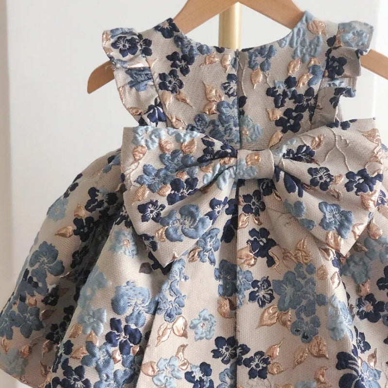 flowersverse Baby One Year Old Celebration Dress Girls' Princess Dress Birthday Banquet Children's 100-Day Baby Wedding Dress Floral Dress Spring