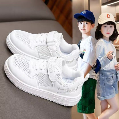 flowersverse No Refund Only for School Designated White Shoes Children's Mesh Boys Girls' Sneakers Medium and Large Children's Leather All-Match Casual