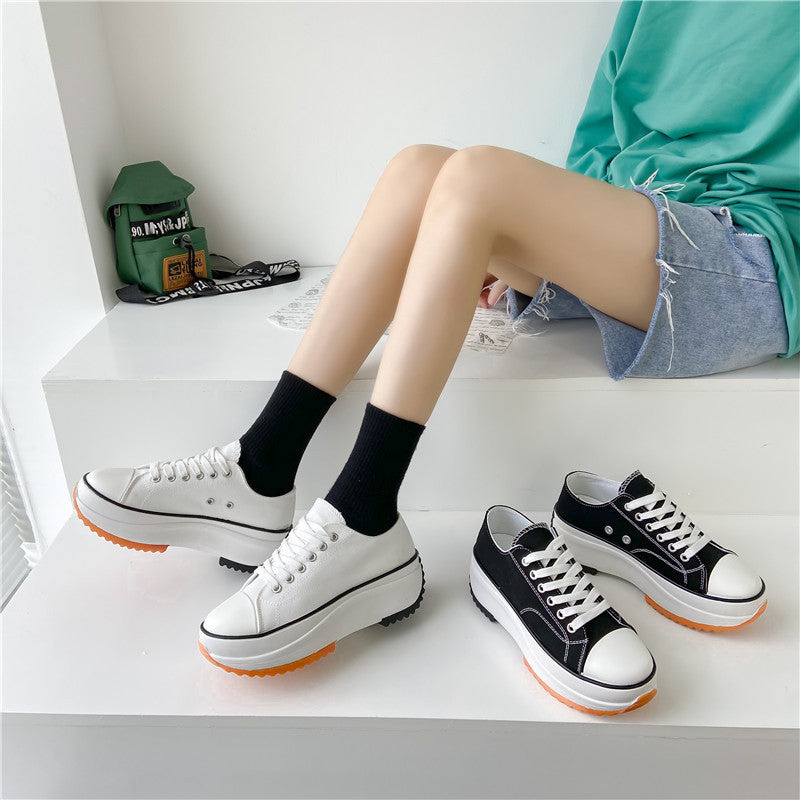 flowersverseWomen's Thick-Soled Canvas Shoes for Students, HOTan Station, Sneaker New Summer, Women's Casual Rocking Shoes