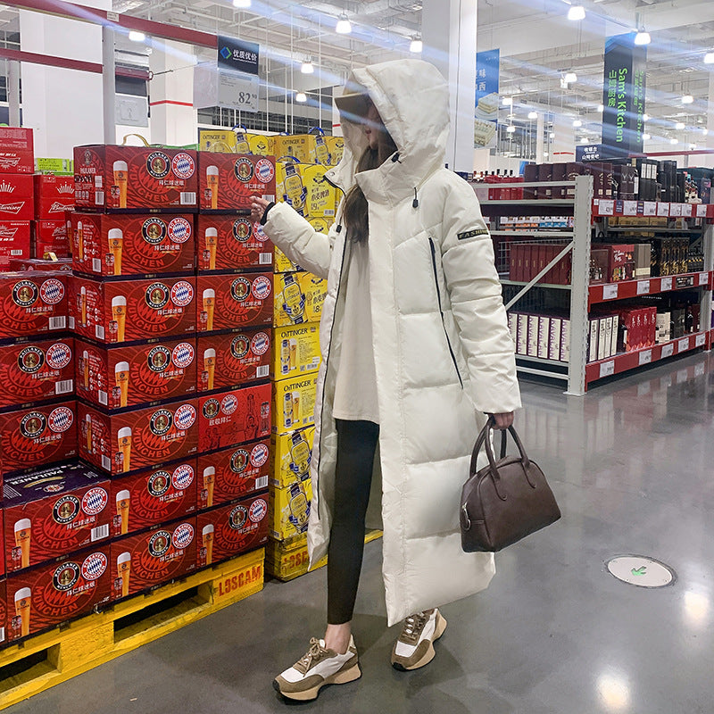 Down cotton-padded clothes women's 2025 winter new Korean version medium and long cotton-padded clothes women's letters thickened women's cotton-padded jackets trendy