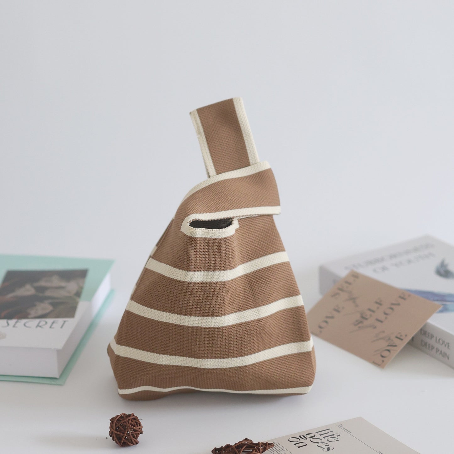 FLOWERSVERSE  INS Internet Hot New Handbag Women's Knitted Bag Japanese and Korean Style All-Match Hand Carrying Casual Tote Bag Factory Wholesale