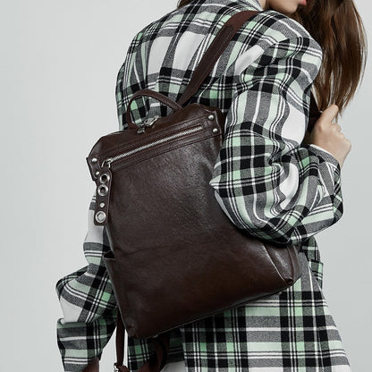 Large capacity first layer vegetable tanned cowhide backpack fashion travel backpack leather women's bag