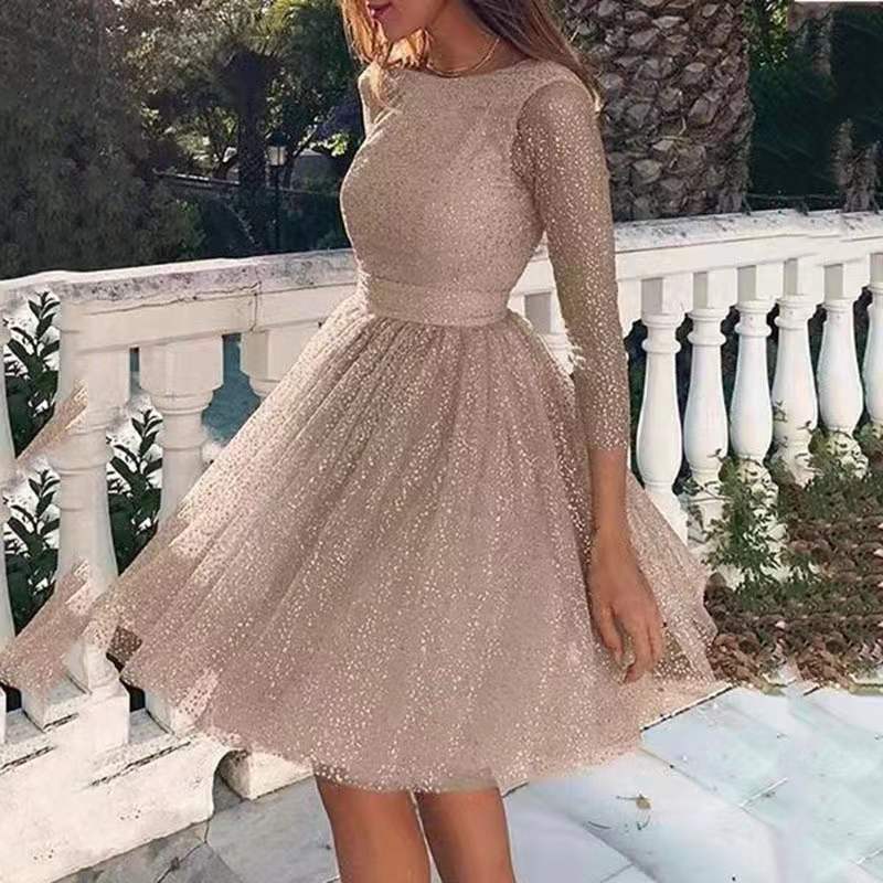 FLOWERSVERSE Hot trade 2025 new long-sleeved dress high-waisted evening dress cocktail dress women's fashion multi-color dress