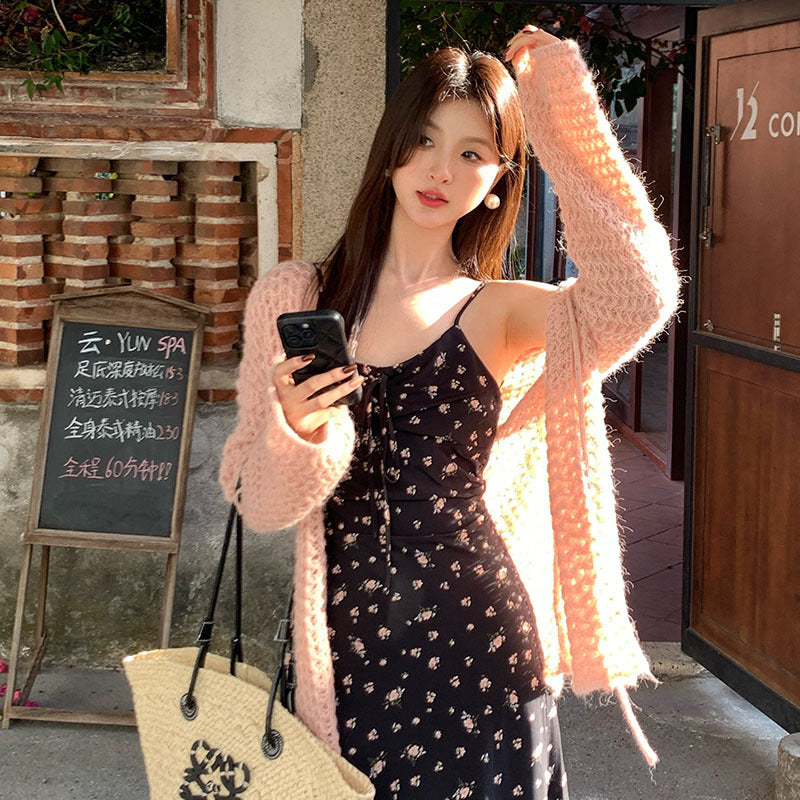 2025 Thirteen Lines  Spring New Korean Version Hollow Knitted Cardigan Versatile Sunscreen Blouse 25151