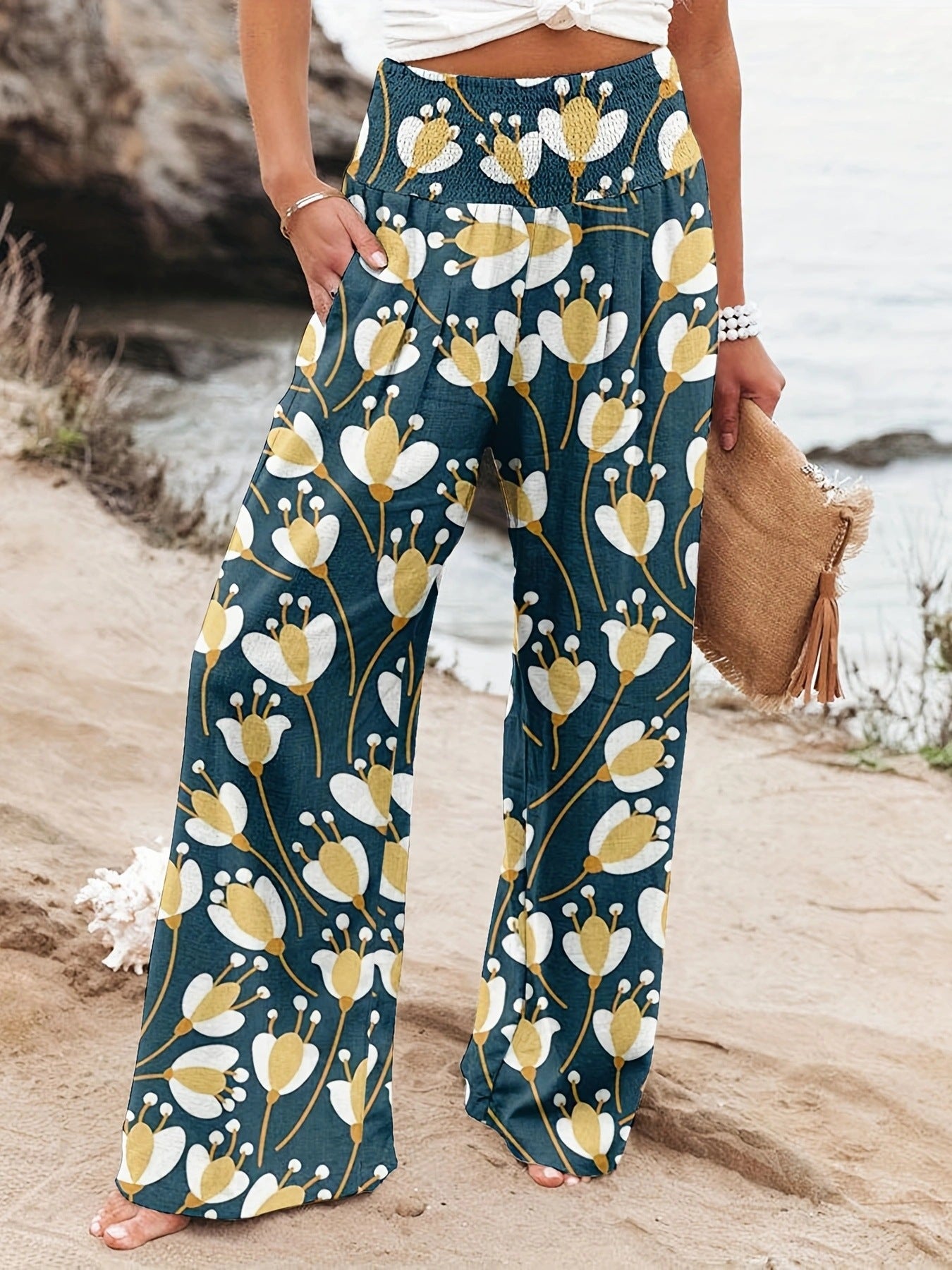 FLOWERSVERSE  European and American Spring and Summer  Cross-Border New Arrival Four Seasons Leisure Wide Leg Pants Printed Popular Loose Trousers for Women