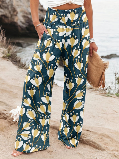 FLOWERSVERSE  European and American Spring and Summer  Cross-Border New Arrival Four Seasons Leisure Wide Leg Pants Printed Popular Loose Trousers for Women