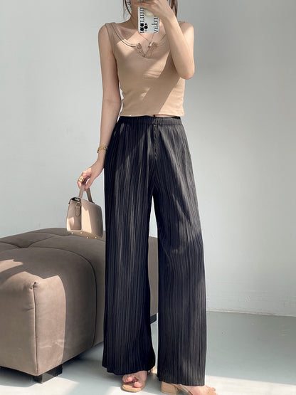 Folds  summer new fashion drape loose Miyake casual pants women's senior sense thin versatile wide-leg pants