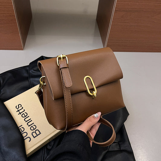 FLOWERSVERSE 2025 New women's bag Popular style Internet celebrity messenger bag female ins niche simple fashion twin liner flip lock bag