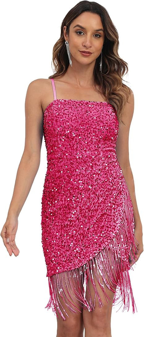 FLOWERSVERSE 2025New 2025   sexy fringed sequins suspenders reception dress skirt party dress skirt