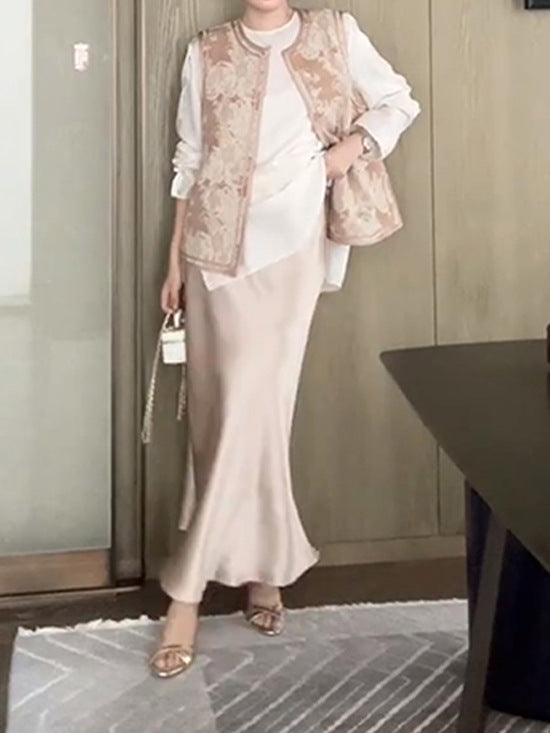 2025 New Chinese women's clothing Chinese style vest high-end suit skirt cheongsam autumn and winter wear a complete set of  new models