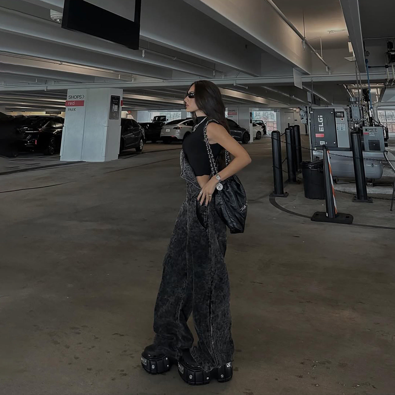 high streets, personalized street style, loose niche, old denim overalls, straight-tube high-end trendy brand wholesale