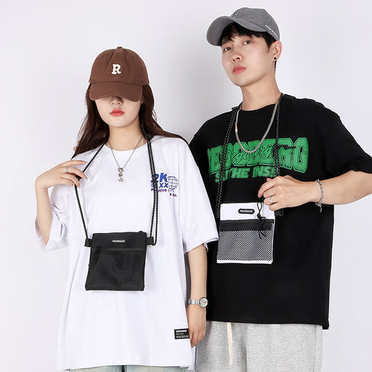 FLOWERSVERSE New Trendy Men's Sports Riding Backpack Women's Bag Japanese Crossbody Small Shoulder Bag Women's Fashion Student Mobile Phone Bag