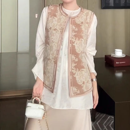 2025 New Chinese women's clothing Chinese style vest high-end suit skirt cheongsam autumn and winter wear a complete set of  new models