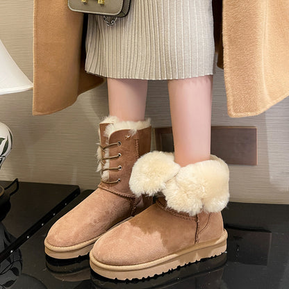 2025  Retro commuter thick-soled versatile casual comfortable warm snow boots autumn popular new fashionable simple short boots women