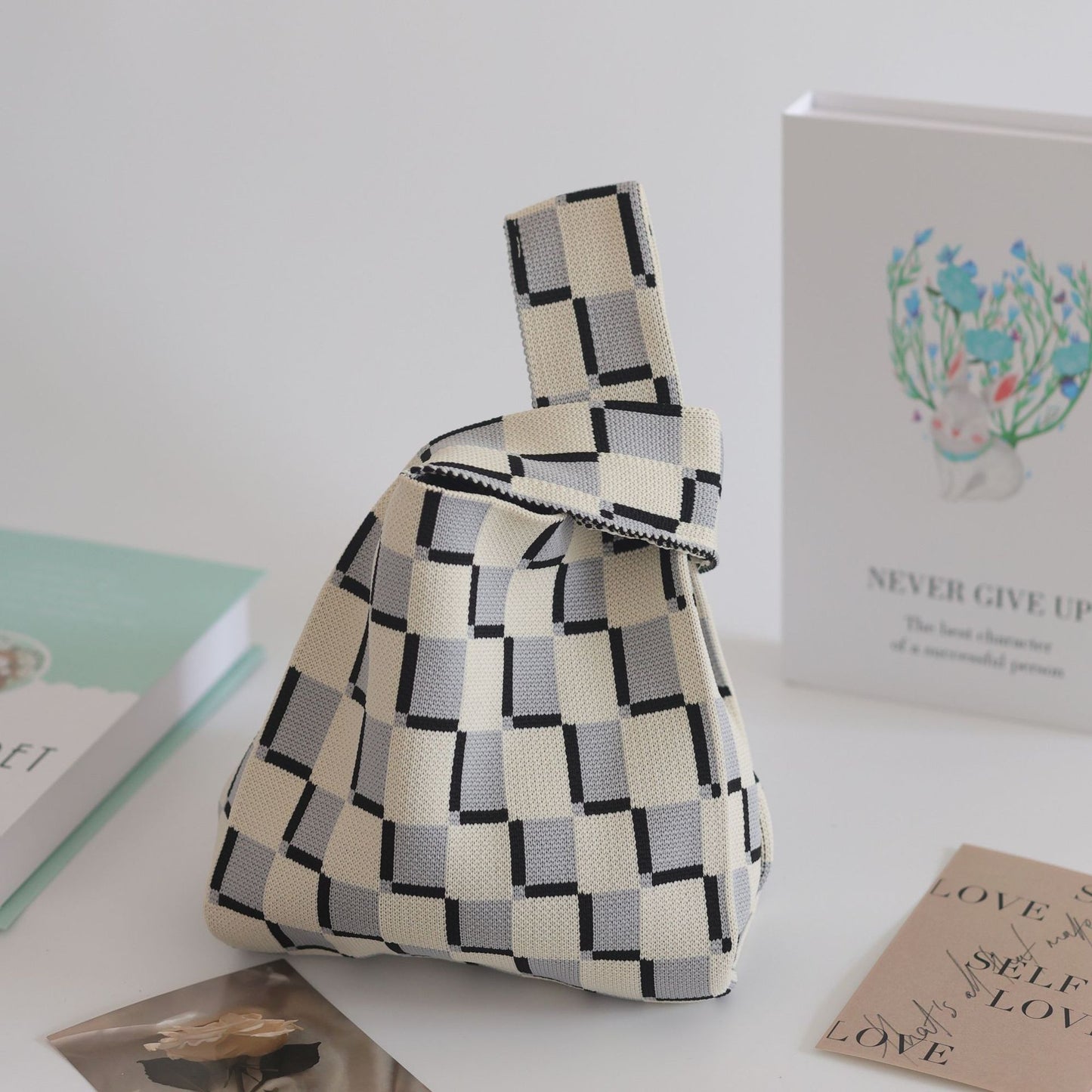 FLOWERSVERSE  INS Internet Hot New Handbag Women's Knitted Bag Japanese and Korean Style All-Match Hand Carrying Casual Tote Bag Factory Wholesale