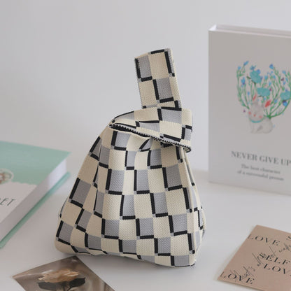 FLOWERSVERSE  INS Internet Hot New Handbag Women's Knitted Bag Japanese and Korean Style All-Match Hand Carrying Casual Tote Bag Factory Wholesale