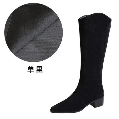 FLOWERSVERSE 2025 578-7  style banquet tall boots suede medium heel thick heel fashion simple versatile tall women's boots knight boots
