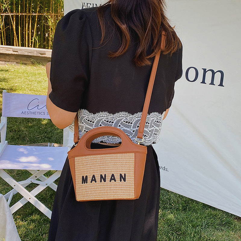 FLOWERSVERSE  2022 New Foreign Trade Women's Straw Bag Vegetable Basket Small Bag Fashion New All-Match Shoulder Crossbody Mini Small Bag