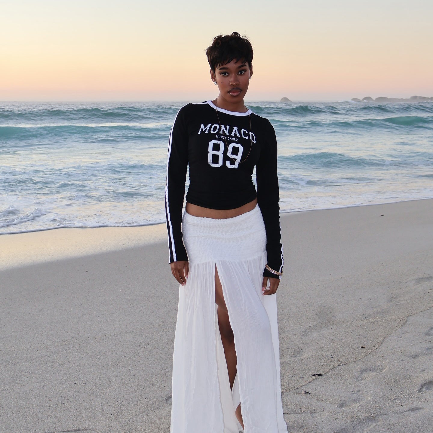 New Alphanumeric Long Sleeve Printed T-Shirt Women's Spring Summer Retro Striped Long Sleeve T-Shirt  Spice Girls