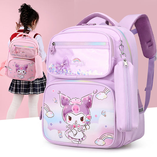 Elementary School Student Cartoon Fresh Girl Schoolbag Grade 2 to Grade 3 Decompression Spine Protection Schoolbag Multi-Compartment Large-Capacity Backpack