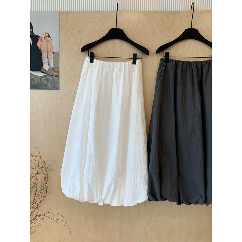 summer new fashion Popular elastic high waist versatile flower bud princess skirt women's thin medium and long skirt